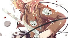 Weapons Anime Swords blondes anime girls blue eyes shingeki no 