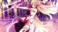 Weapons Anime Swords skirts long hair pink eyes anime girls 