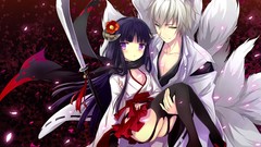 Weapons Anime white hair kimono long hair inu x boku ss animal 
