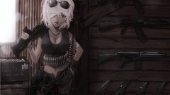 Weapons Anime white hair sunglasses Terabyte