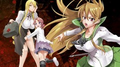 Weapons blondes pink hair long hair brunettes school uniforms 