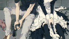 Weapons blood anime girls maids short hair ein torn clothing 