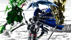 Weapons chariot glasses dress Swords long hair anime girls 