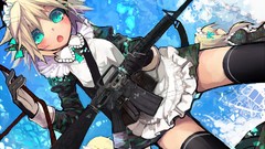 Weapons Drawn stockings blondes skirts anime girls blue eyes 