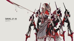 Weapons dress spears long hair brunettes headdress abomination