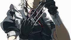 Weapons dress tie white background Knives white hair gloves 
