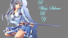 Weapons dress white hair Swords long hair anime girls blue eyes 