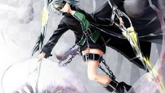 Weapons ghosts white hair coat chains belts boots short hair 