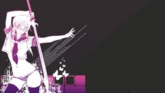 Weapons glasses tie Swords anime girls school uniforms braids 