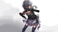 Weapons gray background dress Knives gloves silencer pistols 