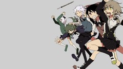 Weapons gray background snakes fangs socks Knives white hair 