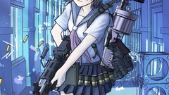 Weapons Guns Anime ammunition shells shadows brown eyes school 