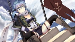 Weapons Guns Anime blue hair anime girls boots blue eyes sword 
