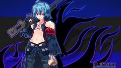 Weapons Guns Anime blue hair anime girls cleavage standing 