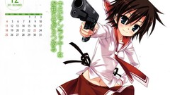 Weapons Guns Anime Calendar pistols blue eyes brunettes school 