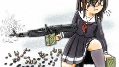 Weapons Guns Anime glasses ammunition shells funny green eyes 