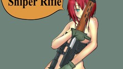 Weapons Guns Anime sniper gloves blue eyes redheads nude 