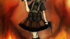 Weapons Guns Anime Vampires red eyes pistols brunettes touhou 