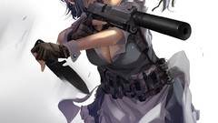 Weapons Guns Anime white background Knives camouflage silencer 