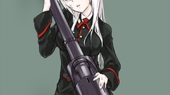 Weapons Guns Anime white hair red eyes heavy strike witches 