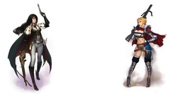 Weapons Guns blondes long hair anime girls short hair black 