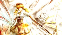 Weapons Guns blondes skirts long hair anime girls mahou shoujo 