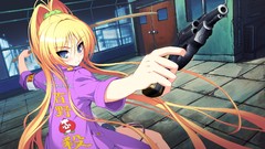 Weapons Guns coat blondes long hair anime girls blue eyes 