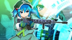 Weapons Guns dress hats gloves camouflage blue hair anime girls 