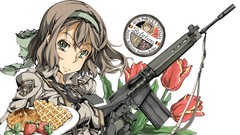 Weapons Guns food Anime Belgium green eyes brunettes assault 