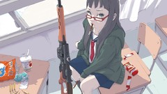 Weapons Guns food Anime glasses scope ammunition shells 
