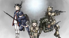 Weapons Guns hats anime girls animal ears thigh highs military 