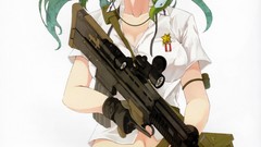 Weapons Guns headphones snakes scope white background stomach 