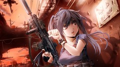 Weapons Guns Helicopters flashlight silencer blue hair blue 