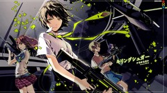 Weapons Guns Helicopters tie pistols skirts long hair anime 