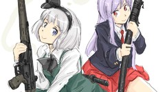 Weapons Guns Katana white background white hair red eyes Swords 