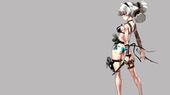 Weapons Guns Knives tattoos anime girls short hair gray hair 