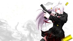 Weapons Guns smoke tie white background red eyes schoolgirls 