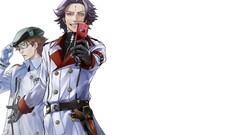 Weapons Guns teeth glasses white background hats grin military 