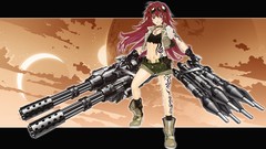 Weapons Guns teeth socks tattoos long hair pink eyes anime 
