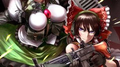 Weapons Guns wings headphones dress grin cartridge red eyes 