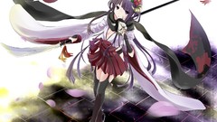 Weapons horns long hair inu x boku ss purple hair hair 