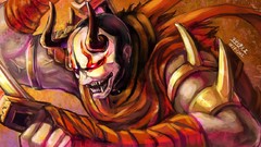 Weapons horns red eyes Swords masks scarfs blades male League 