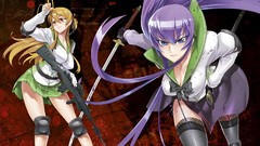 Weapons Katana angry long hair blue eyes brown eyes brunettes 