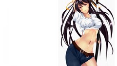 Weapons Katana Anime Swords long hair anime girls brunettes 