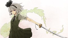 Weapons Katana dress tie white background ghosts white hair 