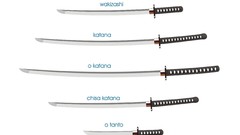 Weapons Katana white background Swords tanto infographics 