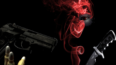 Weapons knife pistols bullets artwork