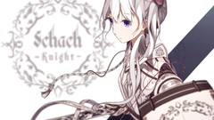 Weapons Knights armor white hair long hair anime girls blue 