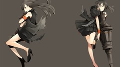 Weapons long hair anime girls brown eyes brunettes fan art 