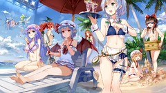 Weapons palm trees Beaches remilia scarlet hakurei reimu touhou 